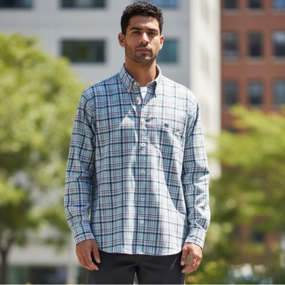 NWOT Vineyard Vines Classic Fit Tucker Shirt XXL Plaid Stretch Button‎ Down